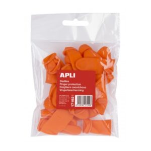 apli dediles de goma talla m bolsa de 20 unidades ideales para pasar paginas, contar billetes y abrir bolsas perfectos para bancos, oficinas y supermercados color naranja