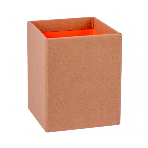 apli cubilete portalapices fluor collection acabado kraft tacto suave diseño elegante y versatil color naranja fluorescente