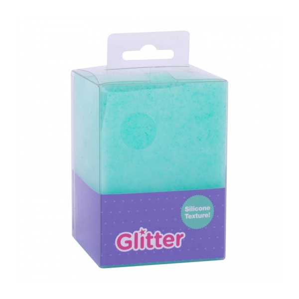 apli cubilete de silicona portalapices glitter collection tacto suave resistente y flexible facil de limpiar versatil para lapices y cosmeticos color turquesa purpurina