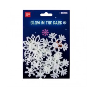 apli pack con 12 copos de nieve luminiscentes 3d plastico solido brillan en la oscuridad adhesivo permanente diseños y tamaños surtidos