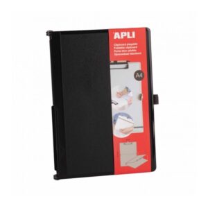 apli clipboard plegable compacto y facil de transportar sujeta hojas con goma elastica extension para boligrafo material resistente abs diseño funcional y versatil color negro