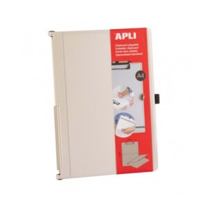 apli clipboard plegable compacto y facil de transportar sujeta hojas con goma elastica extension para boligrafo material resistente abs diseño funcional y versatil color blanco