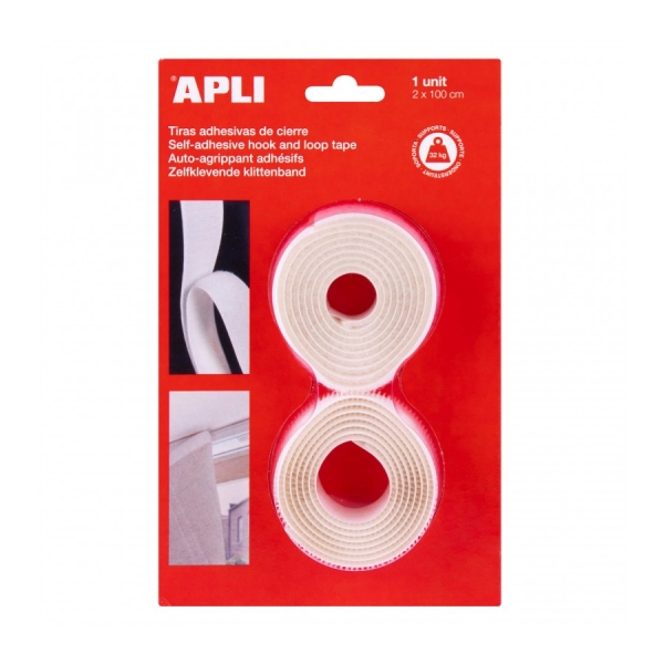 apli cinta adhesiva gancho bucle union segura reutilizable resistencia 10 kg adhesivo acrilico alternativa a taladros y clavos ideal para organizacion y manualidades color blanco