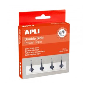 apli cinta adhesiva doble cara power soporta hasta 100 kg resistente y duradera adhesion instantanea ideal para superficies planas color transparente