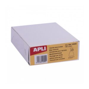 apli caja de 100 cierres metalicos flexibles para bolsas alta resistencia a la torsion reutilizables ideales para escuelas, hogares y negocios color amarillo