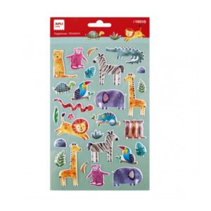 apli bolsa de pegatinas safari relieve y detalles metalizados adhesivo permanente ideal para scrapbooking y decoracion estimula creatividad y psicomotricidad infantil