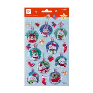 apli bolsa con 20 pegatinas navideñas bola muñeco de nieve adhesivo permanente diseños surtidos ideal para decorar regalos y tarjetas