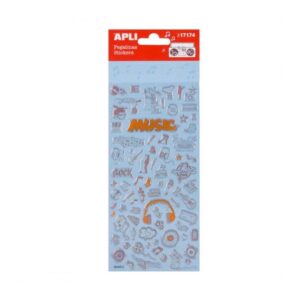 apli bolsa con 75 pegatinas musicales acabado gota de agua adhesivo permanente ideal para scrapbooking y decoracion fomenta creatividad y psicomotricidad infantil