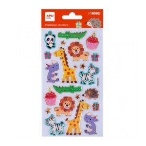 apli bolsa con 22 pegatinas fiesta de animales adhesivo permanente ideal para scrapbooking estimula creatividad y psicomotricidad fina