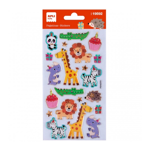 apli bolsa con 22 pegatinas fiesta de animales adhesivo permanente ideal para scrapbooking estimula creatividad y psicomotricidad fina