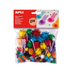 apli pack de 78 pompones brillantes ideal para manualidades y decoraciones estimula la creatividad infantil colores surtidos