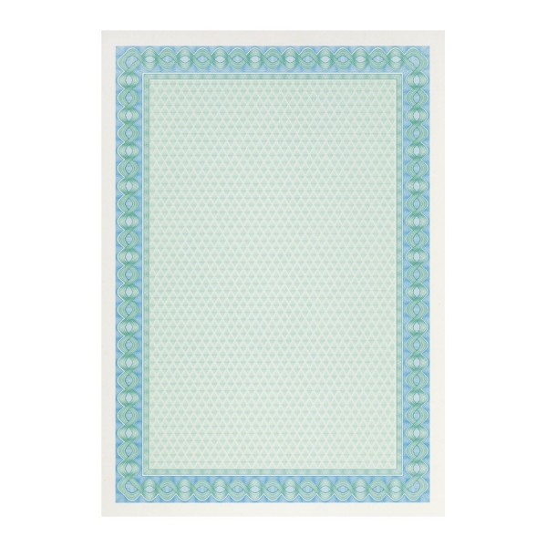 apli pack de 70 hojas de papel certificado diseño helico en el marco 115gr ideal para certificados y diplomas compatible con impresoras inkjet y laser color azul turquesa