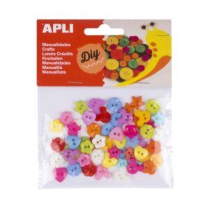 apli pack de 60 botones de plastico surtidos formas diversas ideales para costura y manualidades colores surtidos