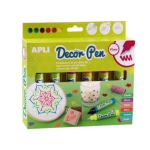 apli pack de 6 rotuladores de gel 3d fluor ideal para decorar plastico, madera, papel, cristal, ceramica y textil personalizacion facil y espectacular