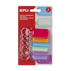 apli pack de 6 llaveros premium con etiqueta facil apertura ideal para oficinas, almacenes y hogar color azul
