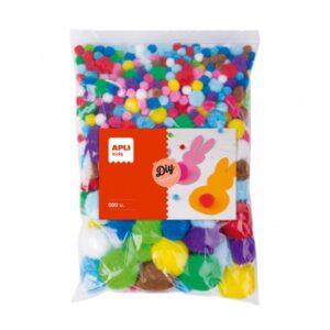 apli pack de 500 pompones formato maxi ideal para escuelas y talleres infantiles estimula la imaginacion y creatividad perfectos para manualidades y decoraciones color amarillo