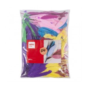 apli pack de 500 plumas indio formato maxi ideal para escuelas y talleres infantiles estimula la imaginacion y creatividad perfectas para manualidades y disfraces color amarillo