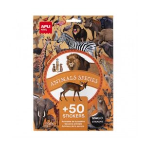 apli pack de 50 pegatinas removibles de animales sabana desarrolla psicomotricidad fina imagenes realistas
