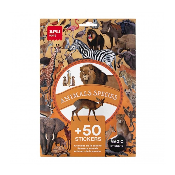 apli pack de 50 pegatinas removibles de animales sabana desarrolla psicomotricidad fina imagenes realistas