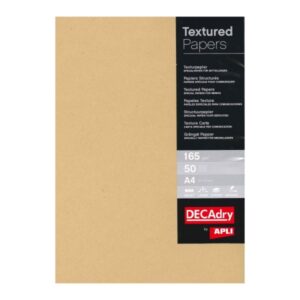 apli pack de 50 hojas de papel verjurado kraft a4 alta calidad 165gr compatible con impresoras inkjet, laser y fotocopiadoras ideal para escritura manual color kraft