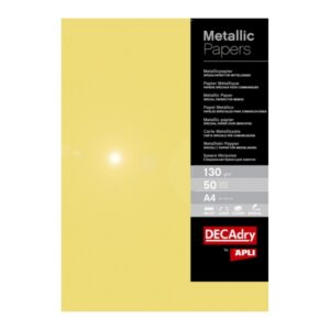 apli pack de 50 hojas de papel metalizado ideal para impresiones especiales compatible con impresoras inkjet, laser y fotocopiadoras color oro