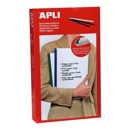 apli pack de 50 encuadernadores deslizantes facil y rapido ranura para insercion capacidad 100 hojas color blanco