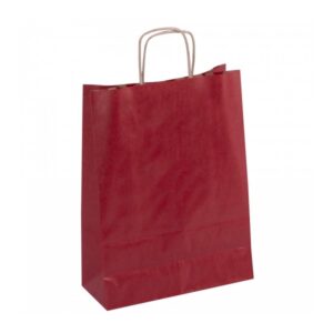 apli pack de 50 bolsas kraft alta resistencia asas rizadas reutilizables y reciclables color rojo