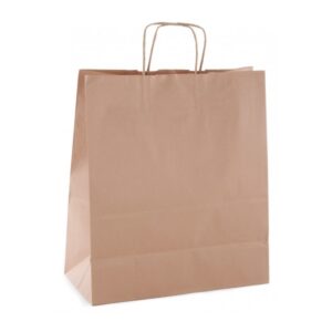 apli pack de 50 bolsas kraft alta resistencia asas rizadas reutilizables y reciclables color marron