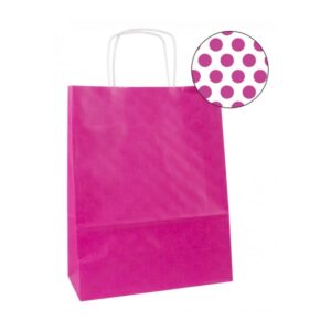 apli pack de 50 bolsas kraft alta resistencia asas rizadas reutilizables y reciclables color fucsia