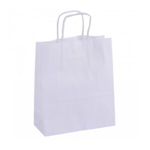 apli pack de 50 bolsas kraft alta resistencia asas rizadas reutilizables y reciclables color blanco