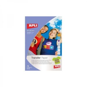 apli pack de 5 hojas de papel transfer para impresoras inkjet ideal para prendas de color perfecto para personalizar ropa de algodon facil de usar y lavar con agua fria