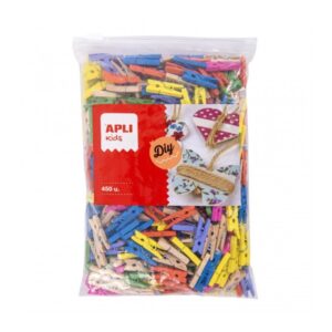 apli pack de 450 mini pinzas de madera ideal para decorar y sujetar tarjetas, fotos y mas perfectas para escuelas y eventos colores surtidos