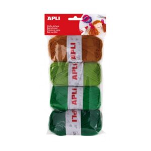 apli pack de 4 ovillos de lana acrilica tonos verdes combinables flexibles y resistentes lavables a maquina ideal para manualidades y tejido colores surtidos