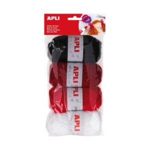 apli pack de 4 ovillos de lana acrilica tonos rojos y combinables flexibles y resistentes lavables a maquina ideales para manualidades y tejido colores surtidos
