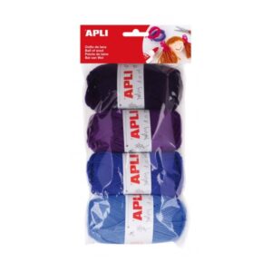 apli pack de 4 ovillos de lana acrilica tonos azules combinables flexibles y resistentes lavables a maquina ideales para manualidades y tejido colores surtidos