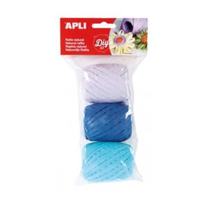 apli pack de 3 ovillos de rafia natural marine ideal para manualidades y decoraciones colores surtidos
