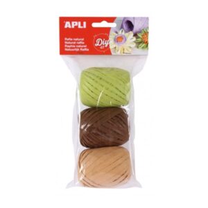 apli pack de 3 ovillos de rafia natural tonos nature ideal para manualidades y decoraciones versatil y duradero colores surtidos