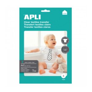 apli pack de 3 hojas de papel transfer para impresoras inkjet ideal para prendas blancas y 100% algodon facil aplicacion y lavado en agua fria