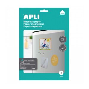 apli pack de 3 hojas de papel magnetico a4 650gr apto para impresoras inkjet facil de usar ideal para imagenes personalizadas y decoracion de superficies metalicas