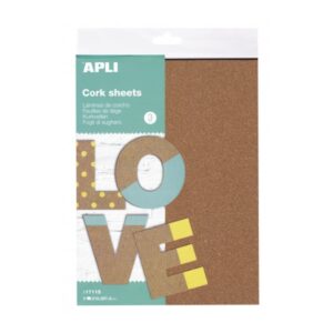 apli pack de 3 hojas de laminas de corcho a4 natural y ecologico facil de cortar y pintar ideal para manualidades y bricolaje