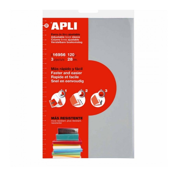 apli pack de 3 fundas transparentes de pvc solapa autoajustable facil aplicacion eco friendly