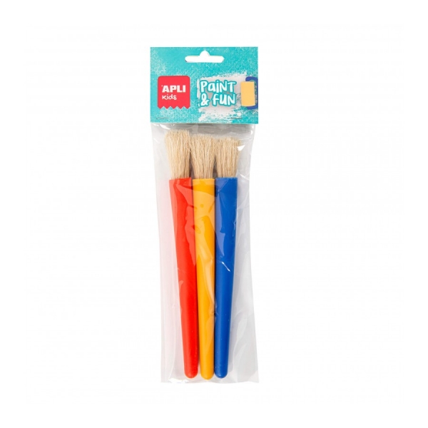 apli pack de 3 de pinceles jumbo para niños punta redonda cerdas sinteticas ideal para desarrollo creativo y colaborativo