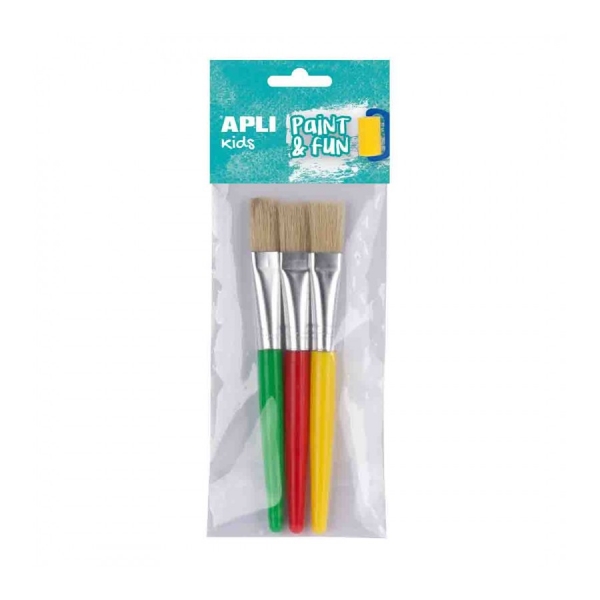 apli pack de 3 de pinceles jumbo para niños punta plana cerdas sinteticas ideal para desarrollo creativo y didactico