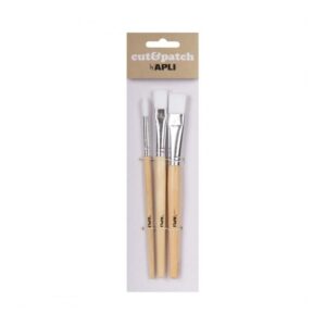apli pack de 3 de pinceles de madera para manualidades cerdas de nylon puntas redonda y plana ideal para papeles cut&patch