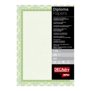 apli pack de 25 hojas de papel certificado diseño de concha 115gr ideal para certificados y diplomas compatible con impresoras inkjet y laser colores surtidos