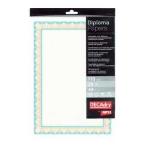 apli pack de 25 hojas de papel certificado diseño de concha 115gr ideal para certificados y diplomas compatible con impresoras inkjet, laser y fotocopiadoras colores surtidos