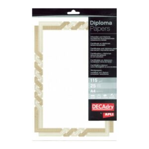 apli pack de 25 hojas de papel certificado diseño trenzado 115gr ideal para certificados y diplomas compatible con impresoras inkjet, laser y fotocopiadoras color marron