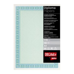 apli pack de 25 hojas de papel certificado diseño helico en el marco 115gr compatible con impresoras y escritura manual color azul turquesa