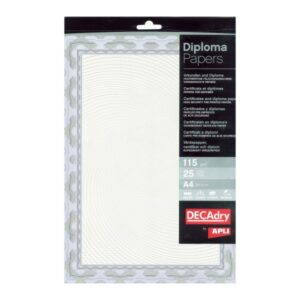 apli pack de 25 hojas de papel certificado diseño espiral 115gr ideal para certificados y diplomas compatible con impresoras inkjet y laser color azul