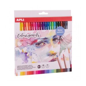 apli pack de 24 lapices acuarelables incluye pincel uso tradicional o acuarela ideal para pintar e ilustrar